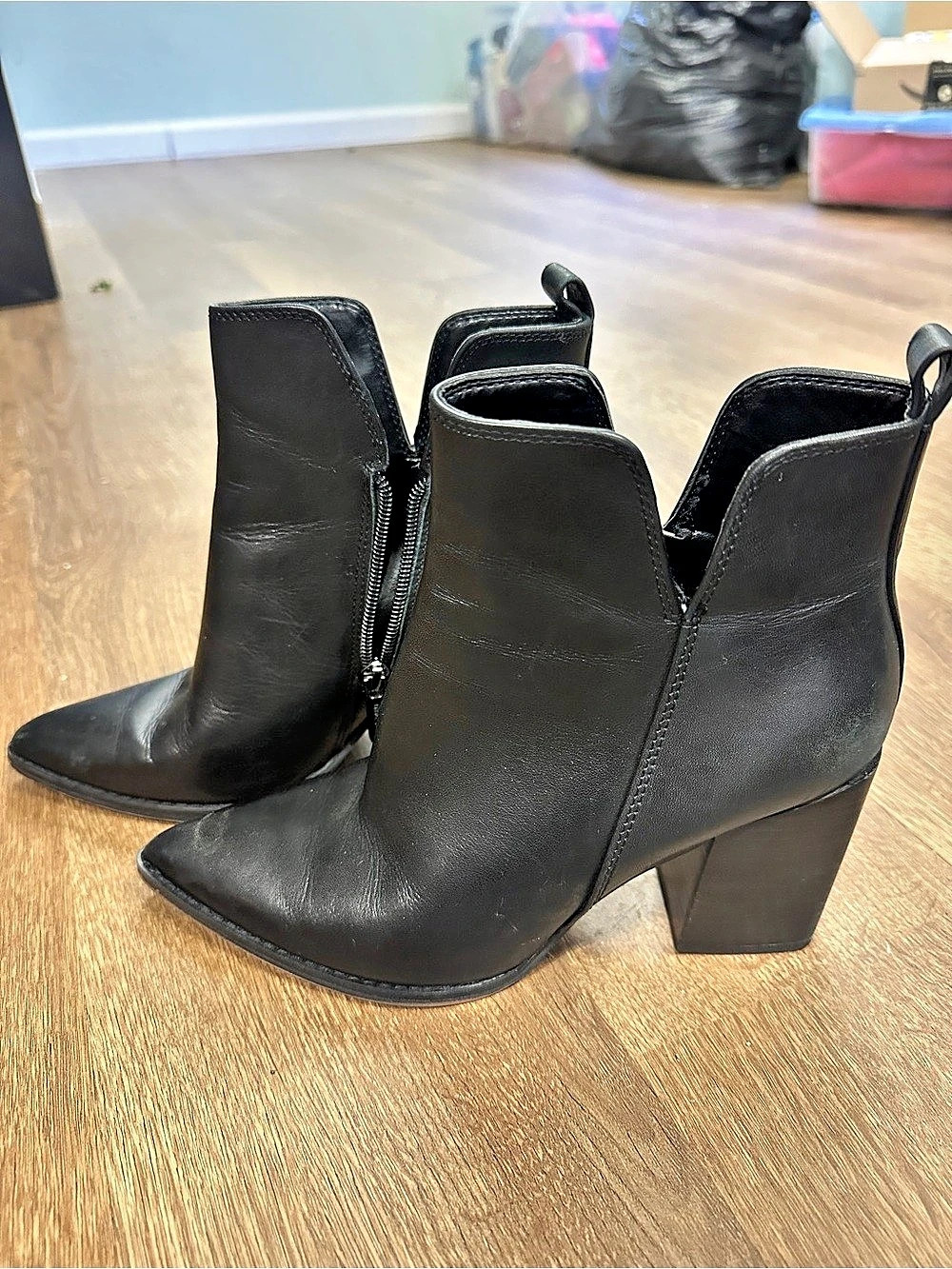 Nine West Black Pointed-Toe Heeled Ankle Boots 6.5M